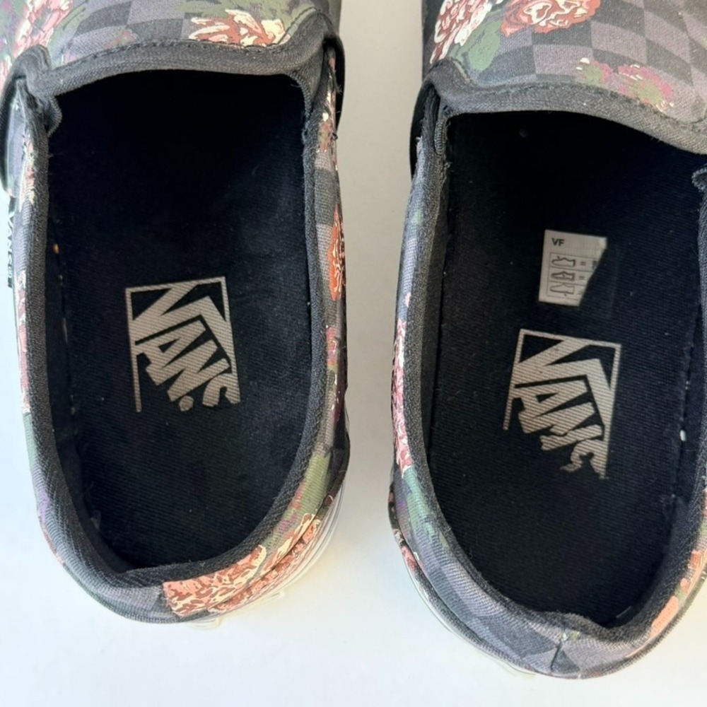 VANS Womens Floral Checkerboard Asher Skate Shoes Size 7.5 Slip On - Picture 7 of 9